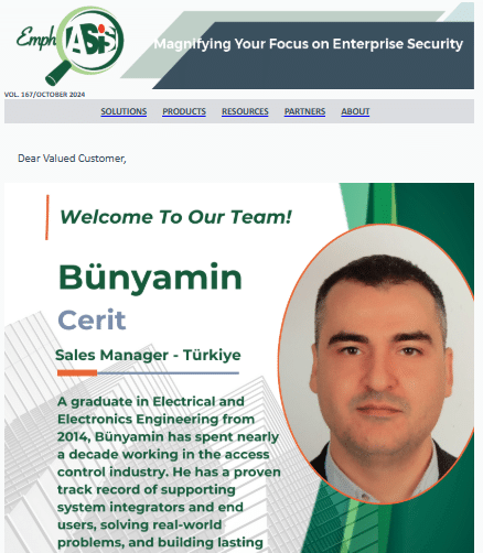 Welcome Bünyamin Cerit, Our New Sales Manager in Türkiye!