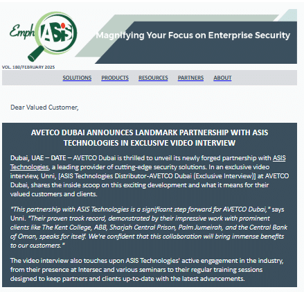 AVETCO Dubai & ASIS Technologies: A Powerful Partnership for Enhanced Security Solutions